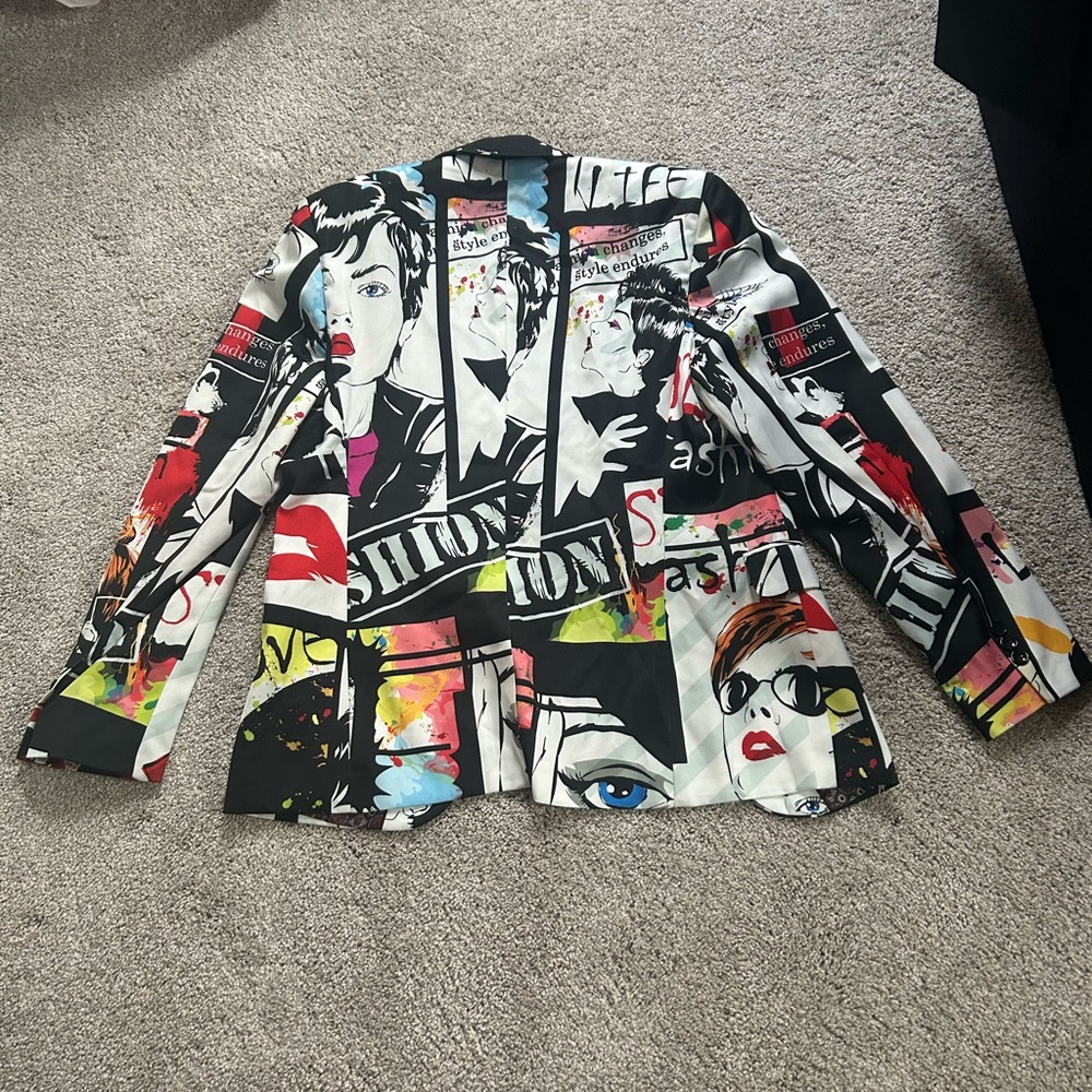 William//David Colorful Graphic Print Blazer